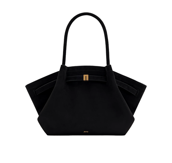 JW PEI Women's Hana Medium Faux Suede Tote Bag Black/Gold