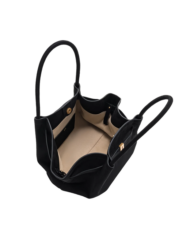 JW PEI Women's Hana Medium Faux Suede Tote Bag Black/Gold