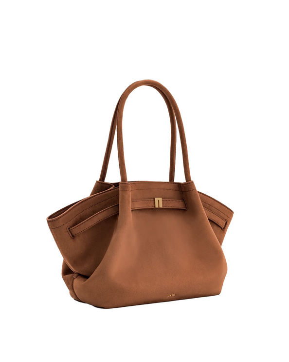 JW PEI Women's Hana Medium Faux Suede Tote Bag Brown/Gold