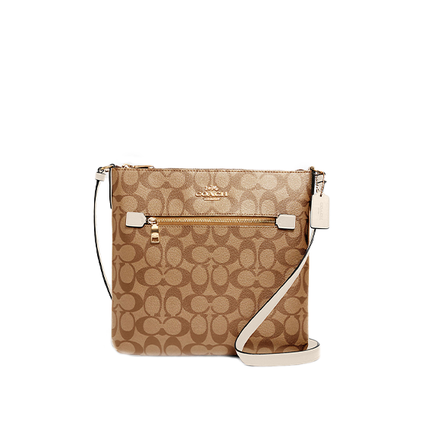 Coach Women's Rowan File Bag In Signature Canvas Gold/Khaki/Chalk