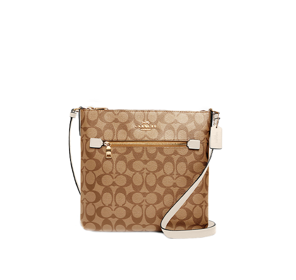 Coach Women's Rowan File Bag In Signature Canvas Gold/Khaki/Chalk