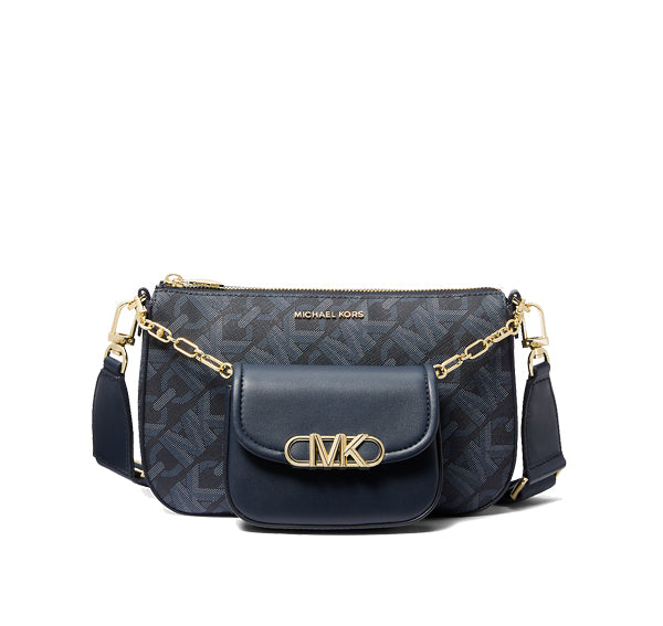 Michael Kors Women's Parker Large Empire Signature Logo 2-in-1 Crossbody Bag Blue