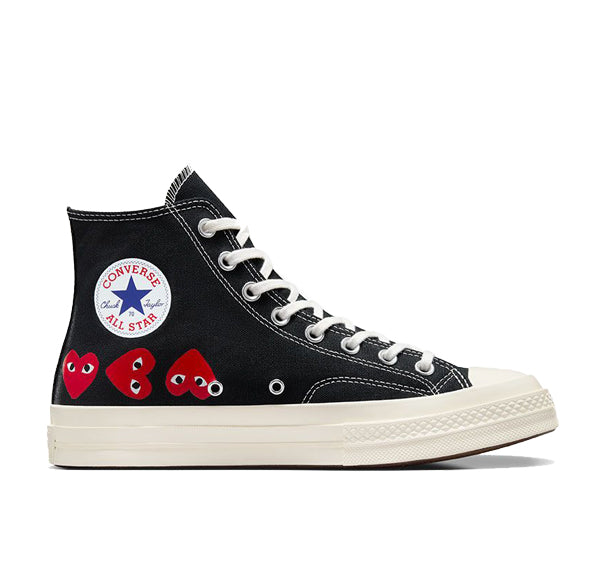 Converse x Comme des Garçons PLAY Chuck 70 Multi Heart High Top Black/Red/Egret