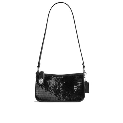 Coach Women's Penn Shoulder Bag With Sequins Silver/Black