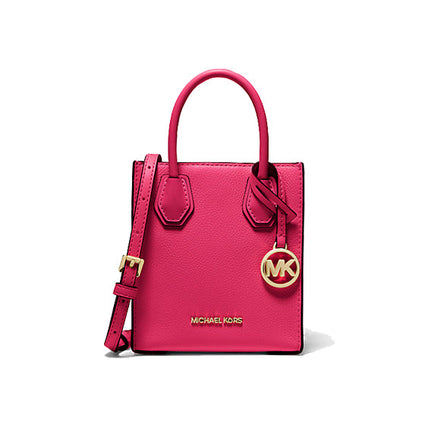 Michael Kors Women's Mercer Extra Small Pebbled Leather Crossbody Bag Electric Pink