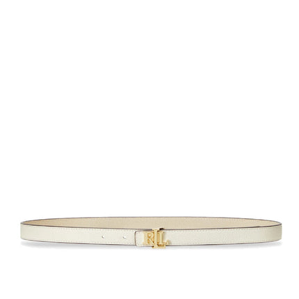 Polo Ralph Lauren Women's Logo Reversible Leather Skinny Belt Vanilla/Explorer Sand - Ready to Ship