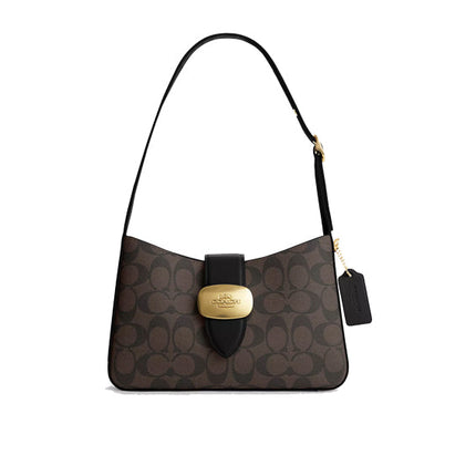 Coach Women's Eliza Shoulder Bag In Signature Canvas Gold/Brown Black