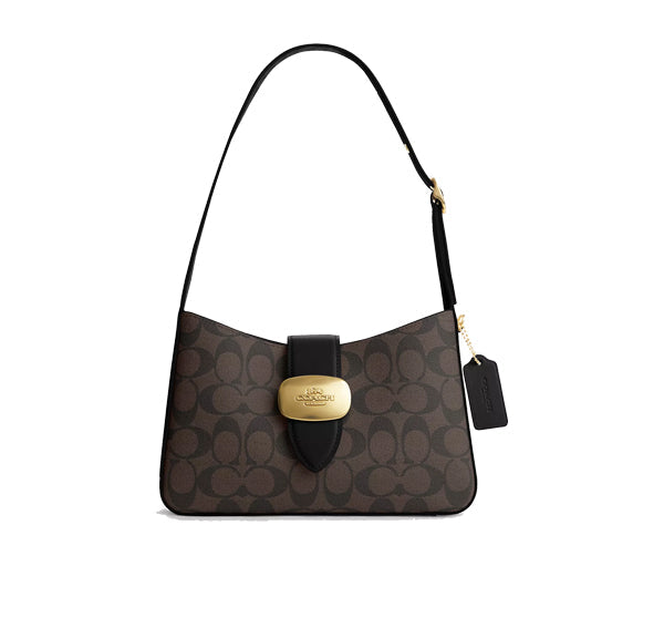 Coach Women's Eliza Shoulder Bag In Signature Canvas Gold/Brown Black