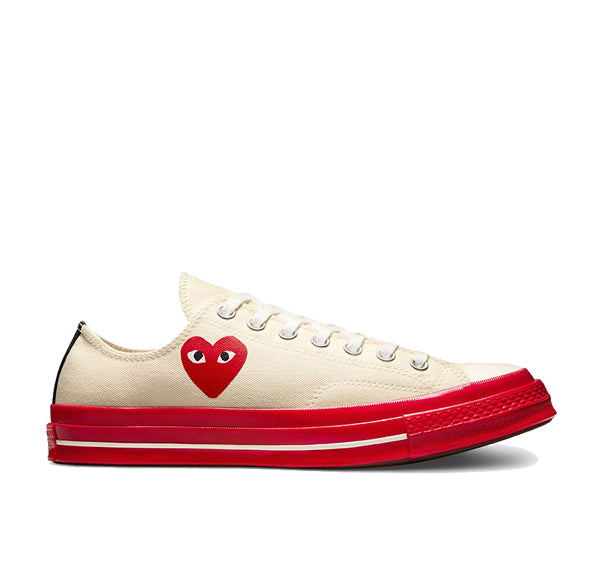 Converse x Comme des Garçons PLAY Chuck 70 Low Top Pristine/Red/Egret - Special Price