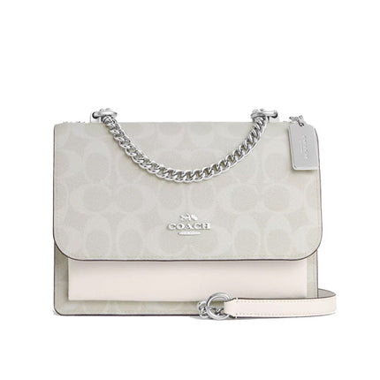 Coach Women's Klare Crossbody Bag In Signature Canvas Silver/Chalk/Glacier White