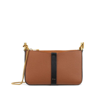 CHLOÉ Women's Marcie Pouch On Chain In Grained Leather Tan