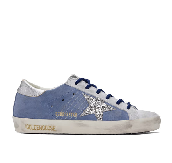 Golden Goose Women's Super Star Sneakers Shine/Silver/Blue