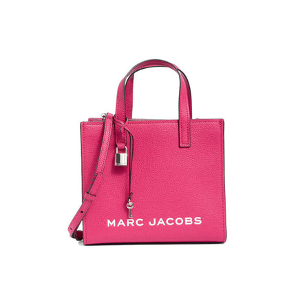 Marc Jacobs Women's Mini Grind Branded Leather Tote Bag Lipstick Pink