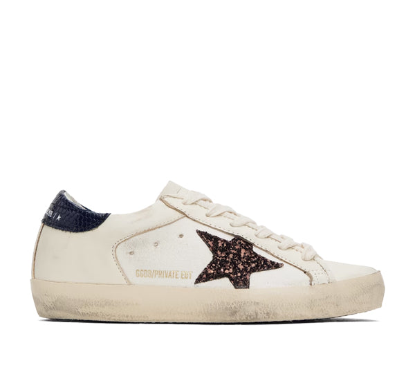 Golden Goose Women's Super Star Sneakers Navy/Beige/Shine - Ready to Ship