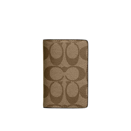 Coach Men's Id Wallet In Signature Canvas Gunmetal/Khaki