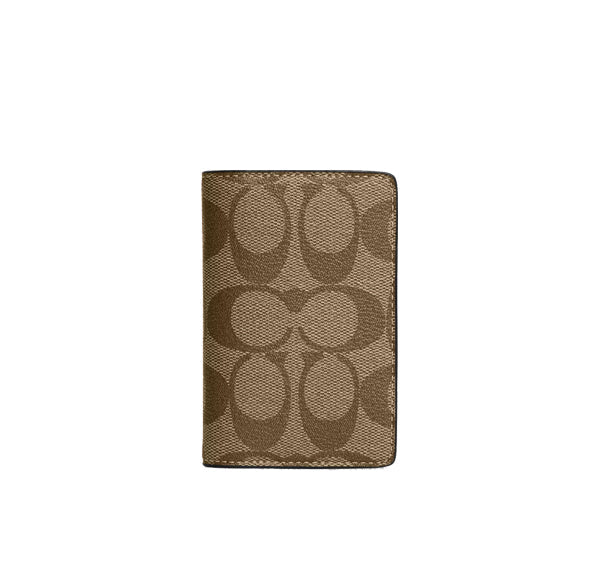 Coach Men's Id Wallet In Signature Canvas Gunmetal/Khaki