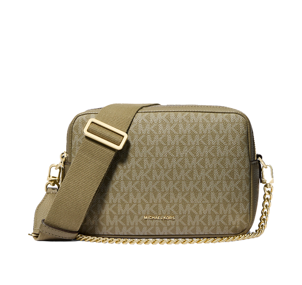 Michael Kors Women's Bryant Medium Signature Logo Camera Crossbody Bag Safari Green