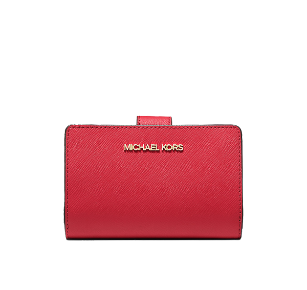 Michael Kors Women's Medium Crossgrain Leather Wallet Bright Red