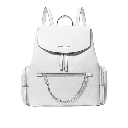 Michael Kors Women's Jet Set Large Signature Logo Backpack Optic White