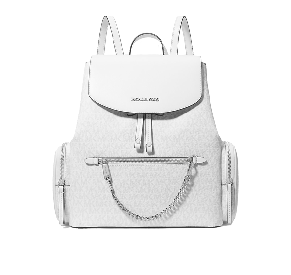 Michael Kors Women's Jet Set Large Signature Logo Backpack Optic White