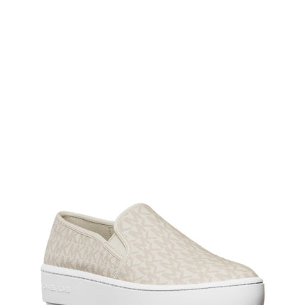 Michael Kors Women's Teddi Signature Logo Slip-On Sneaker Vanilla/Cream