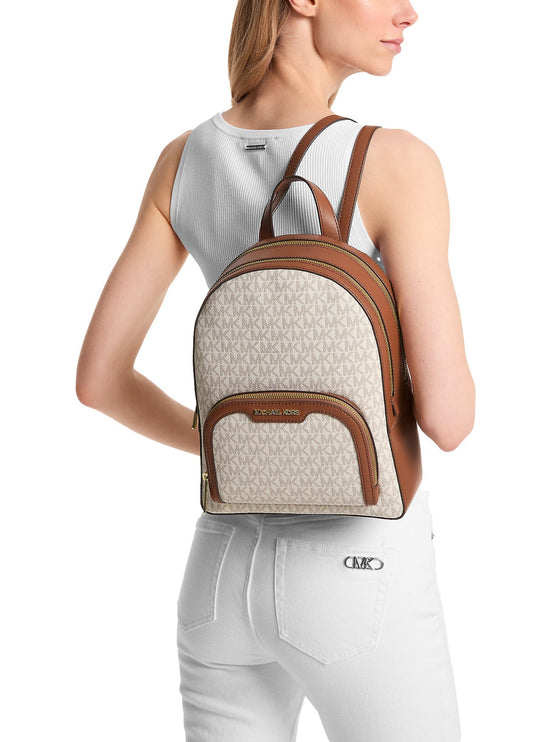 Michael Kors Women's Jaycee Medium Logo Backpack Vanillia/Gold