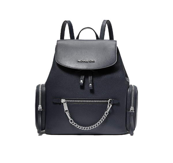 Michael Kors Women's Jet Set Medium Pebbled Leather Backpack Navy