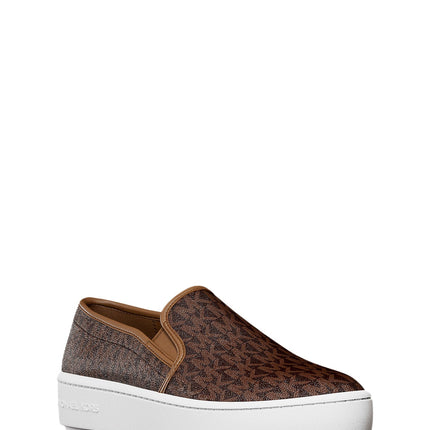 Michael Kors Women's Teddi Signature Logo Slip-On Sneaker Brown/Luggage