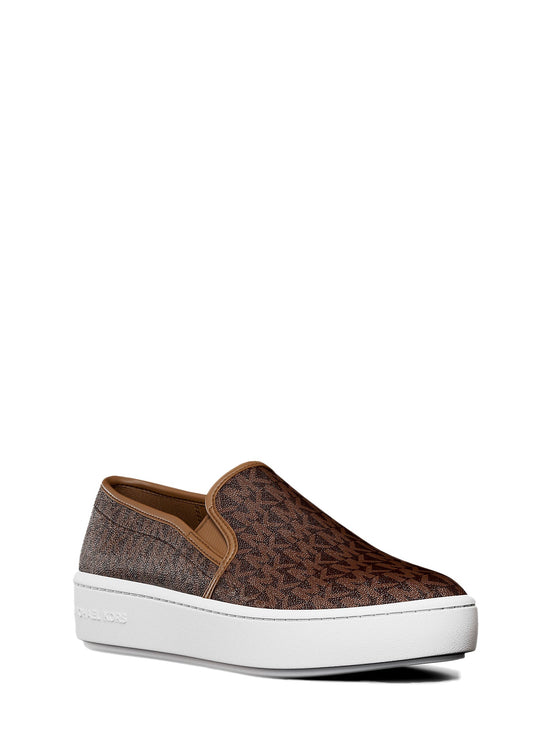 Michael Kors Women's Teddi Signature Logo Slip-On Sneaker Brown/Luggage