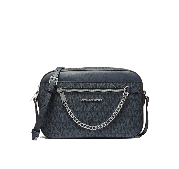 Michael Kors Women's Jet Set Large Logo Crossbody Bag Admiral/Silver