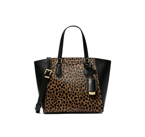 Michael Kors Women's Taryn Small Cheetah Print Calf Hair Convertible Crossbody Bag Husk Multi