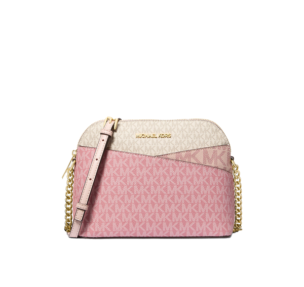Michael Kors Women's Jet Set Travel Medium Color-Block Signature Logo Crossbody Bag Powder Blush Multi
