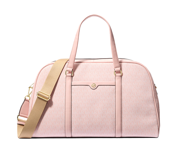 Michael Kors Women's Jet Set Travel Extra-Large Signature Logo Weekender Bag Light Powder Blush
