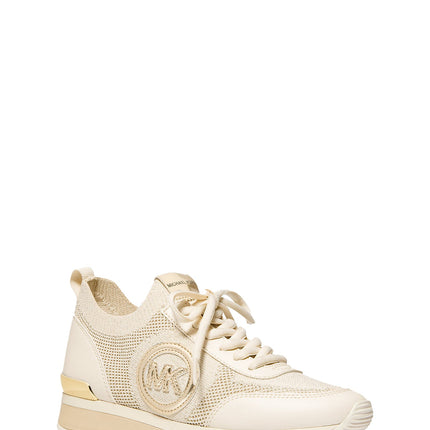 Michael Kors Women's Jenkins Metallic Stretch Knit Trainer Pale Gold