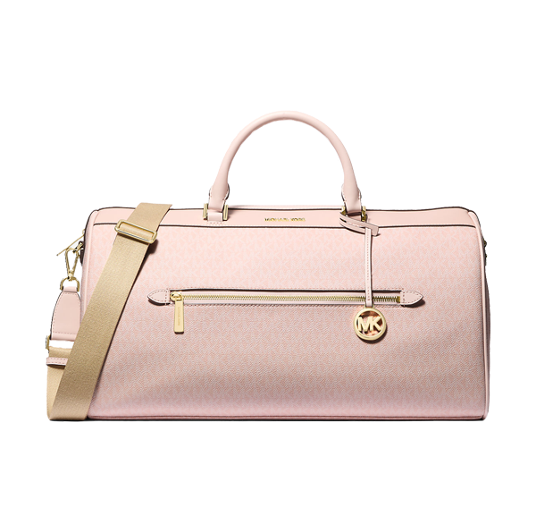 Michael Kors Women's Jet Set Travel Extra-Large Signature Logo Duffel Bag Light Powder Blush