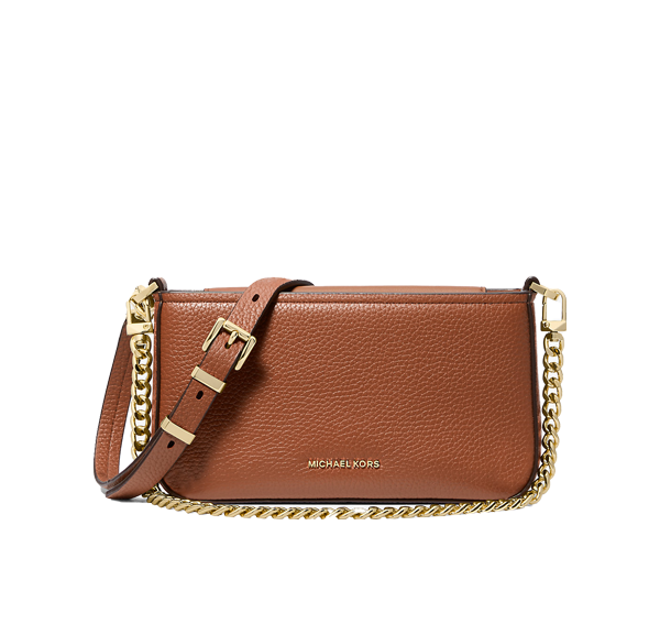 Michael Kors Women's Bryant Small Pebbled Leather Convertible Pochette Bag Luggage/Gold