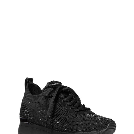 Michael Kors Women's Jenkins Crystal Embellished Stretch Knit Trainer Black