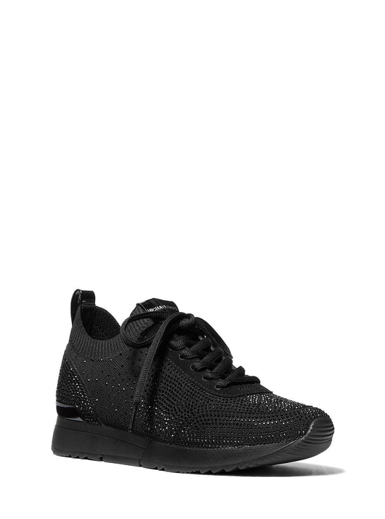 Michael Kors Women's Jenkins Crystal Embellished Stretch Knit Trainer Black