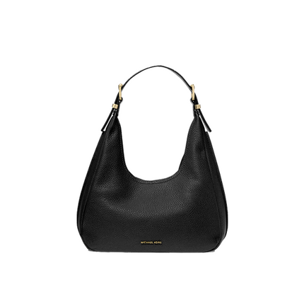 Michael Kors Women's Nolita Small Pebbled Leather Hobo Shoulder Bag Black/Gold