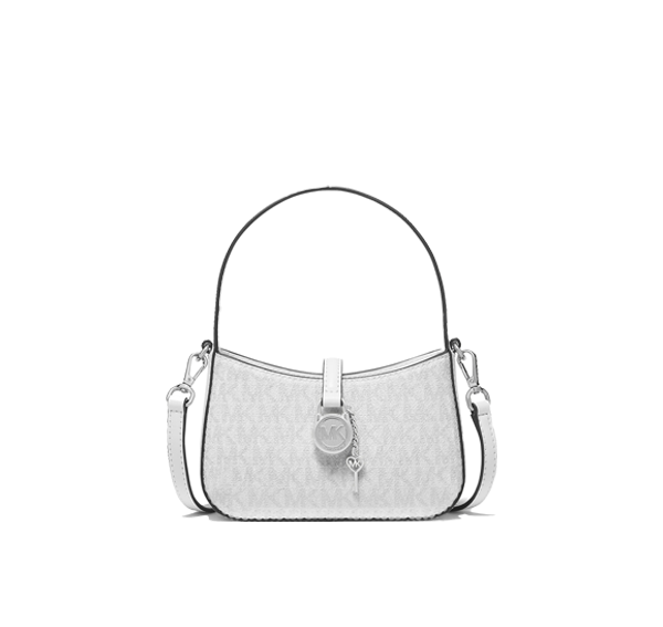 Michael Kors Women's Lyra Extra-Small Signature Logo Crossbody Bag Optic White