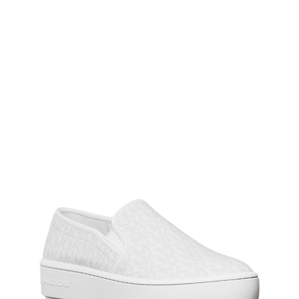 Michael Kors Women's Teddi Signature Logo Slip-On Sneaker Bright White