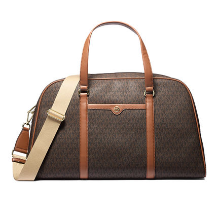Michael Kors Women's Jet Set Travel Extra-Large Signature Logo Weekender Bag Brown/Gold