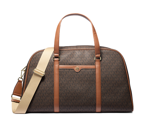 Michael Kors Women's Jet Set Travel Extra-Large Signature Logo Weekender Bag Brown/Gold