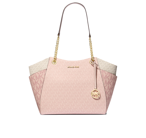 Michael Kors Women's Jet Set Large Color-Block Signature Logo Tote Bag Powder Blush Multi
