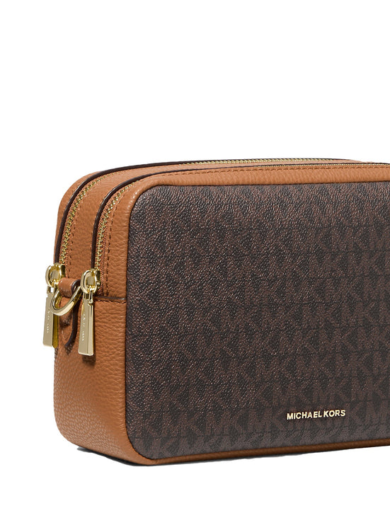 Michael Kors Women's Bryant Medium Signature Logo Camera Crossbody Bag Brown/Acorn/Gold