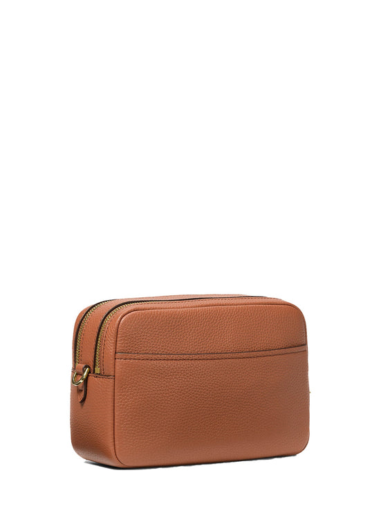 Michael Kors Women's Bryant Medium Pebbled Leather Camera Crossbody Bag Luggage/Gold