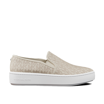 Michael Kors Women's Teddi Signature Logo Slip-On Sneaker Vanilla/Cream