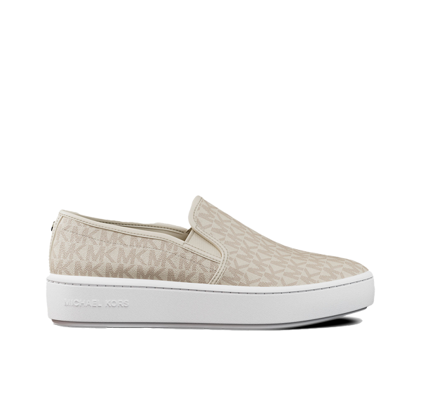 Michael Kors Women's Teddi Signature Logo Slip-On Sneaker Vanilla/Cream