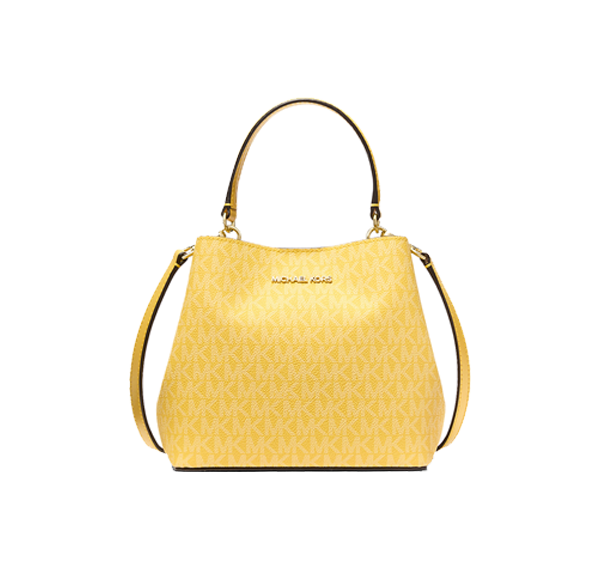 Michael Kors Women's Pratt Small Signature Logo Shoulder Bag Daisy Yellow