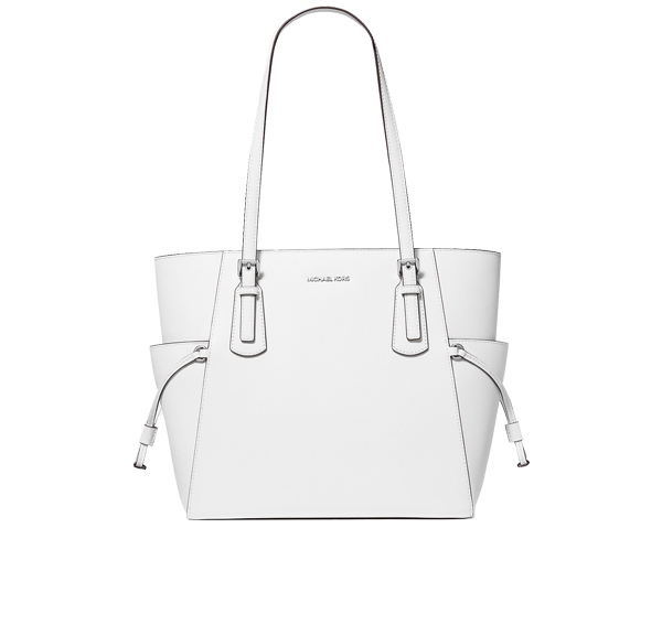 Michael Kors Women's Voyager Large Saffiano Leather Tote Bag Optic White